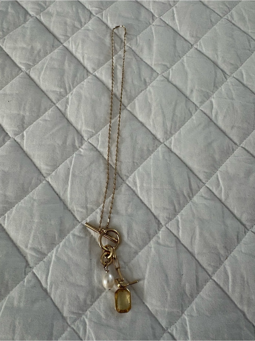 Mignonne Gavigan Gold-Tone Necklace with Pearl and Yellow Charm